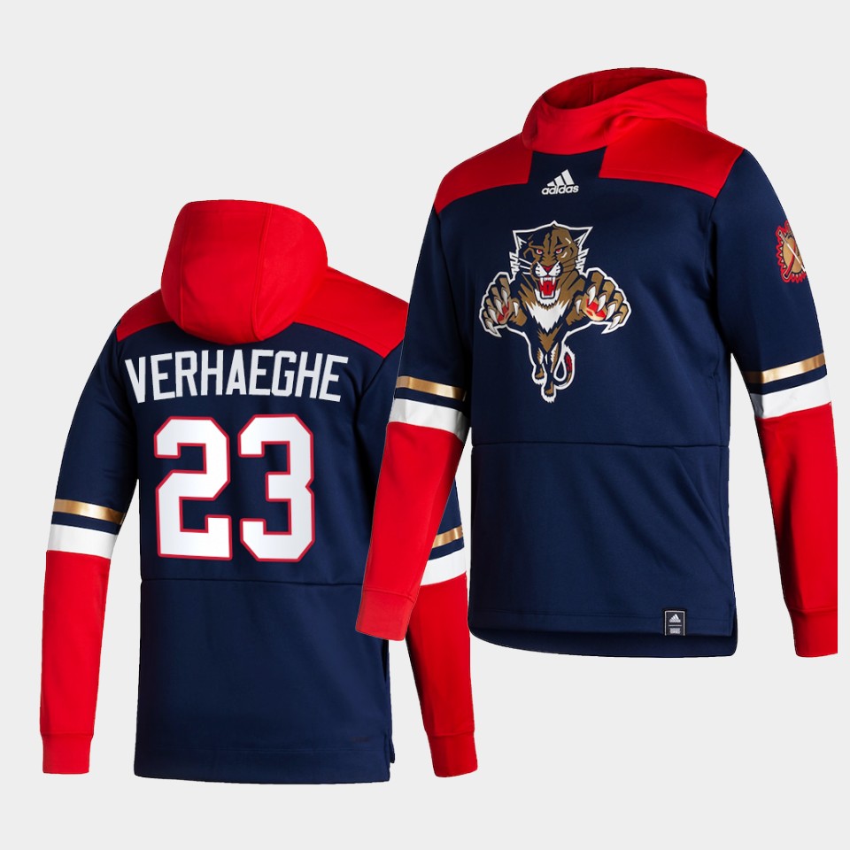 Men Florida Panthers #23 Verhaeghe Blue NHL 2021 Adidas Pullover Hoodie Jersey->customized nhl jersey->Custom Jersey
